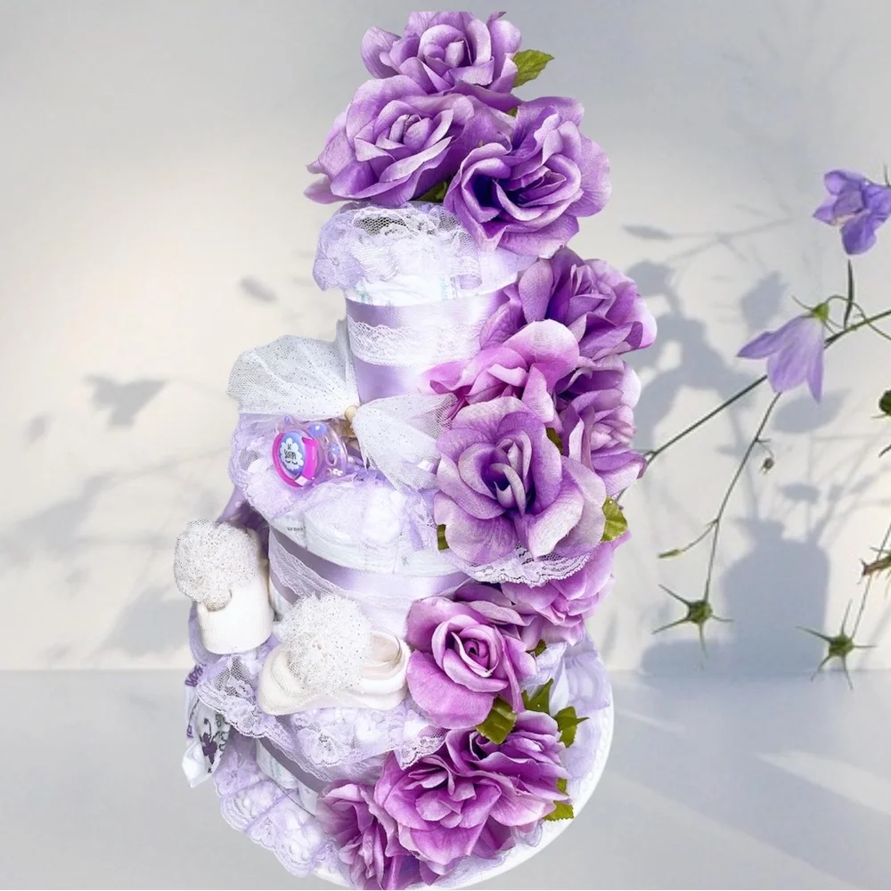Flowers Diaper Cake, Easter Baby Shower